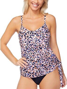 Island Escape Underwire Tankini Swim Top Pink Multi ( 6 )
